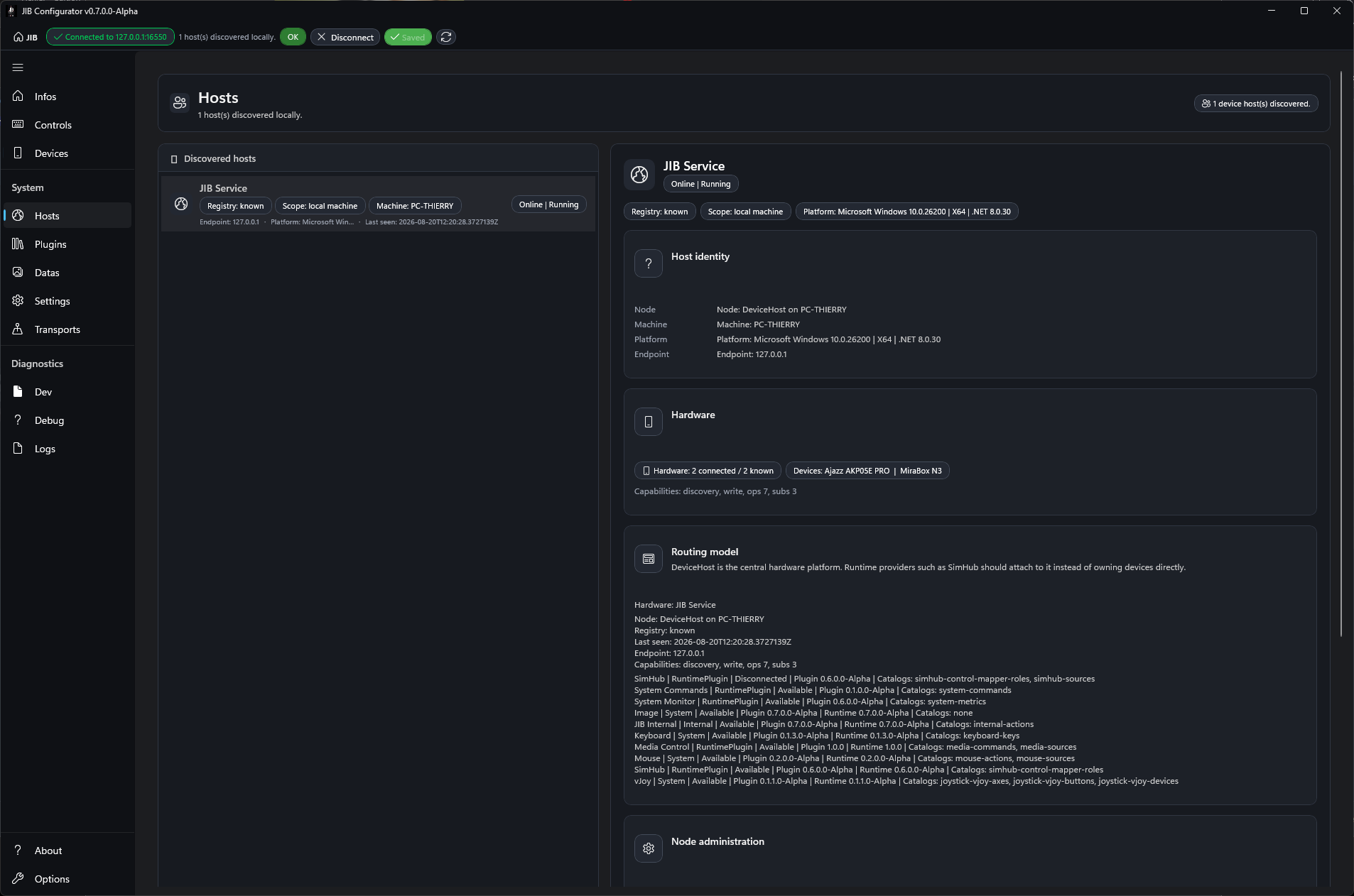 Hosts tab overview